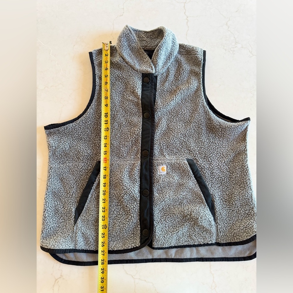 Women’s Carhartt Sherpa Fleece Vest Gray Black Trim 1X - Picture 3 of 5